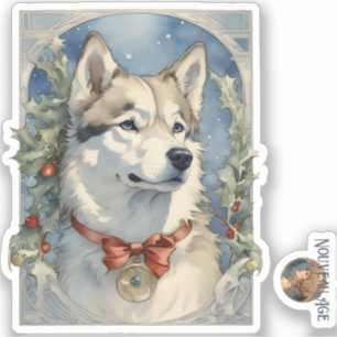 Husky Dog Kerst sticker