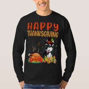 Husky Dog kijkt naar Turkije Vleesdish Happy Thank T-shirt