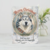 Husky Dog Pine Forest stijl kerst Kaart (Staand voorkant)