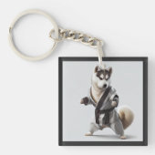 Husky Dog Play Karate, Karate Champion Husky Dog Sleutelhanger (voorkant)