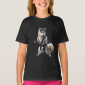 Husky Dog Play Karate, Karate Champion Husky Dog T-shirt (Voorkant)