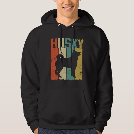 Husky Dog Retro Stijl Hoodie (Voorkant)
