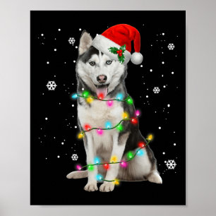 Husky Dog Santa Hat kerstboomkerstcadeautjes voor Poster