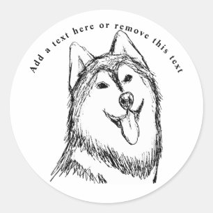 Husky Dog Schets Ronde Sticker