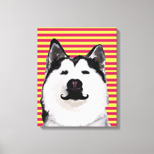 Husky Dog Stripes Single Wall Art Canvas Afdruk (Voorkant)