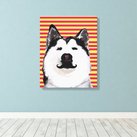Husky Dog Stripes Single Wall Art Canvas Afdruk (Insitu (Houten vloer))