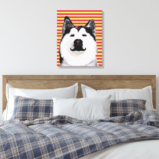 Husky Dog Stripes Single Wall Art Canvas Afdruk (Insitu (Slaapkamer))