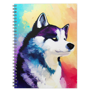 Husky Dog Wilde Natuur Dierlijke Kleur Art Schilde Notitieboek
