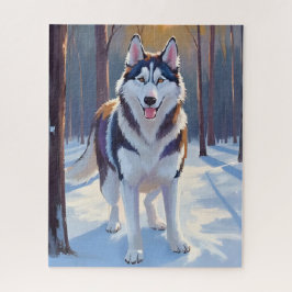 Husky | Dog Winter Watercolor Pet Painting Legpuzzel