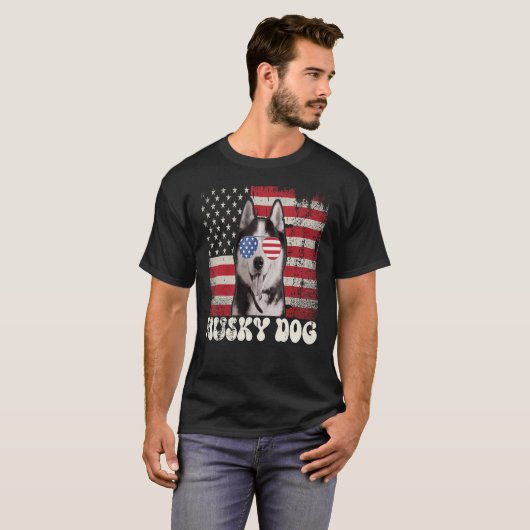 Husky Dog Zonnebril USA Flag Patriotic 4t T-shirt (Voorkant volledig)