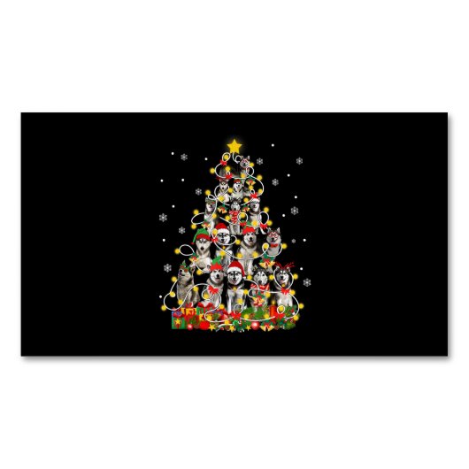 Husky | Funny Siberian Husky Santa Hat Kerstmis Magnetisch Visitekaartje (Voorkant)