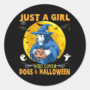Husky Gewoon een meisje dat van Halloween Husky ho Ronde Sticker