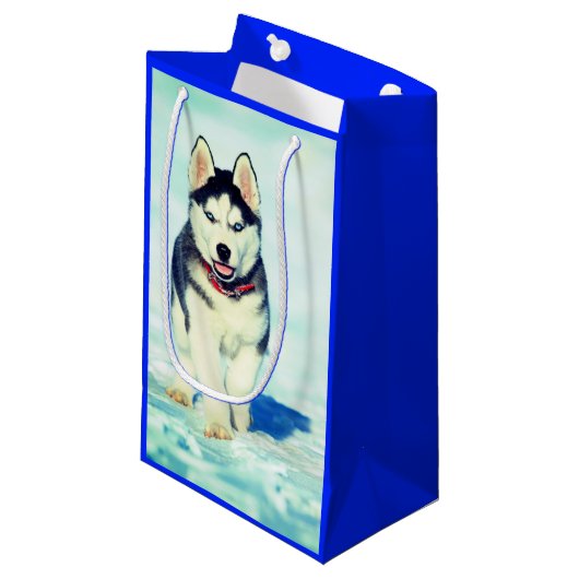 Husky Gift Bag Klein Cadeauzakje (Voorkant Gekanteld)