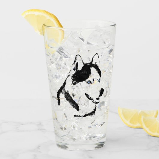 Husky Glasses Siberian Husky Pup Glass Personalise Glas (Voorkant ijs)