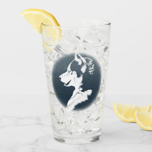 Husky Glasses Siberian Husky Pup Glass Personalise Glas (Voorkant ijs)