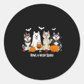 Husky Halloween Howl O Ween Squad Ronde Sticker (Voorkant)