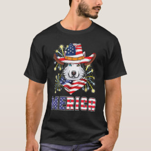 Husky Hond Amerikaanse Vlag Hoed Vuurwerk Merica 4 T-shirt