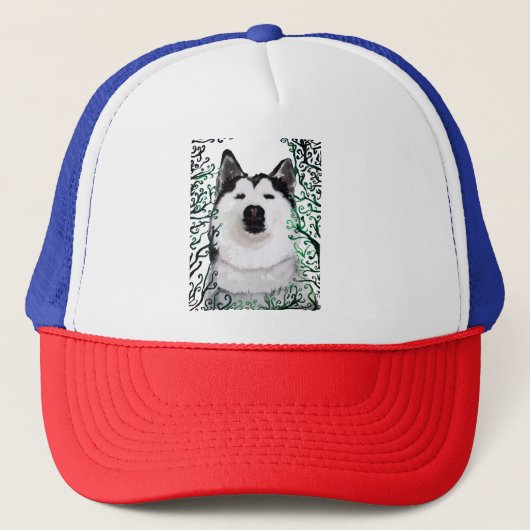 Husky Hond Art Trucker Hoed Trucker Pet (Voorkant)