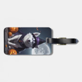 Husky Hond Halloween Avontuur Moonlit Magic Spooky Bagagelabel (Achterkant horizontaal)