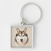 Husky-hond kunstontwerp sleutelhanger (Voorkant)