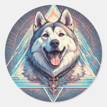Husky-hond met geometrische vormen