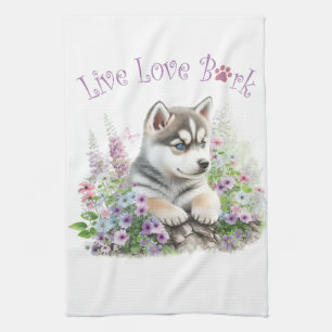 Husky-hond Moeder Bloem Theedoek