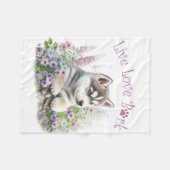 Husky-hond-moeder bloemendesign fleece deken (Voorkant (Horizontaal))