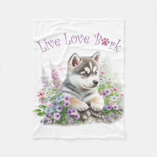 Husky-hond-moeder bloemendesign fleece deken (Voorkant)