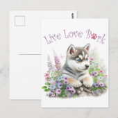Husky Hond Moeder Bloemstuk Briefkaart (Voorkant / Achterkant)