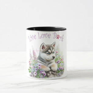 Husky Hond Moeder Bloemstuk Mok