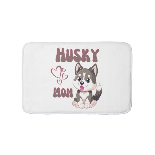 Husky Hond Moeder Kawaii Puppy Schattig Grappig on Badmat (Voorkant)