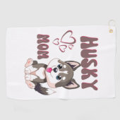 Husky Hond Moeder Kawaii Puppy Schattig Grappig on Golfhanddoek (Horizontaal)