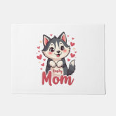 Husky Hond Moeder Leuk Kawaii Ontwerp Deurmat (Voorkant)