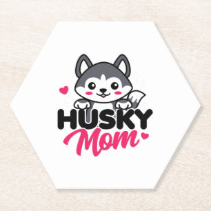 Husky Hond Moeder Leuk Kawaii Ontwerp Kartonnen Onderzetters