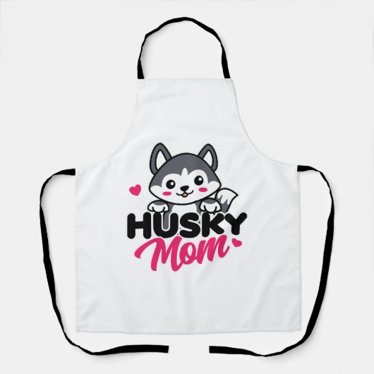 Husky Hond Moeder Leuk Kawaii Ontwerp Schort (Voorkant)