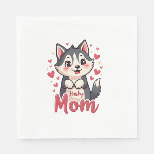 Husky Hond Moeder Leuk Kawaii Ontwerp Servet