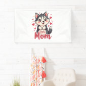 Husky Hond Moeder Leuk Kawaii Ontwerp Spandoek (Insitu)