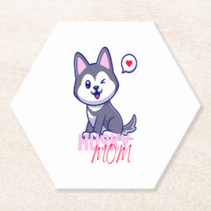 Husky Hond Moeder Leuke Kawaii Puppy Kartonnen Onderzetters