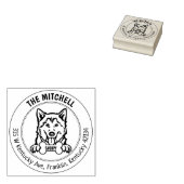 Husky hond retour adres familie 	rubberstempel (Gestempeld)