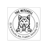Husky hond retour adres familie 	rubberstempel (Afrduk)
