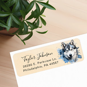 Husky-hond retouradreslabel etiket