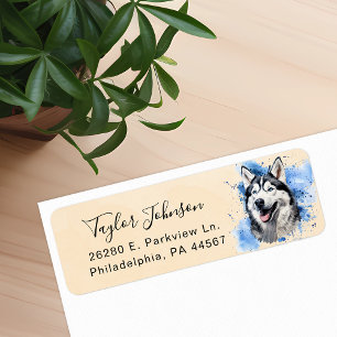 Husky-hond retouradreslabel etiket