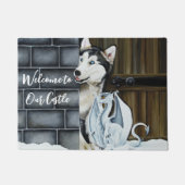 Husky Hond Witte Draak Avontuur Deurmat (Voorkant)