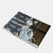 Husky Hond Witte Draak Avontuur Deurmat (Schuin)