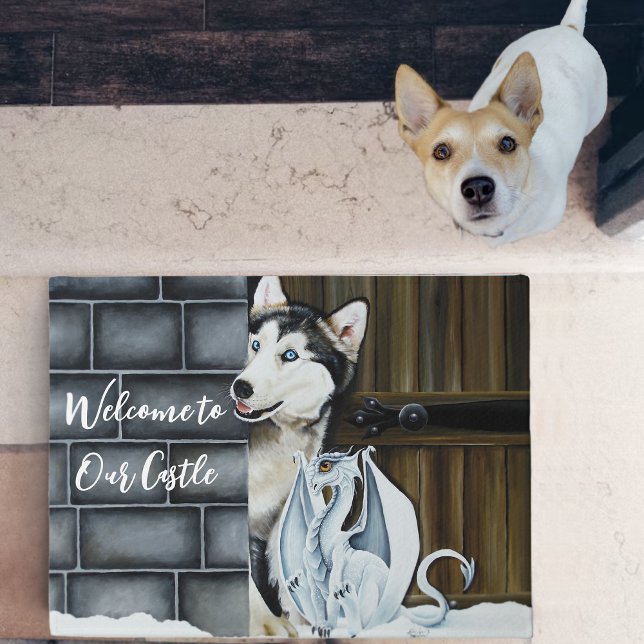 Husky Hond Witte Draak Avontuur Deurmat (Creator heeft geüpload)