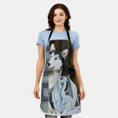 Husky Hond Witte Draak Avontuur Schort (Gedragen)