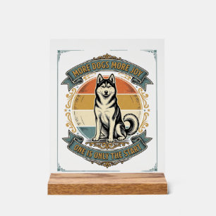 Husky honden shirt vintage gravure nog een hond on acryl bord