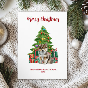 Husky-hondenfamilie Kerstmis Feestdagenkaart