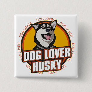 Husky Hondenliefhebber Vierkante Button 5,1 Cm