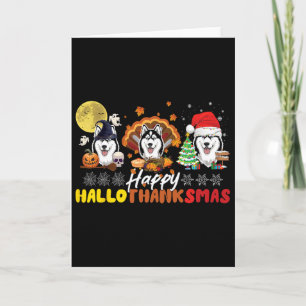 Husky-hondliefhebber Gelukkig Hallothanksmas Geluk Kaart